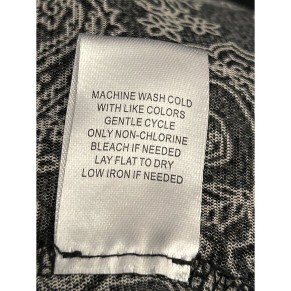 Y2K DR2 Black White Paisley Print Baby Doll Blouse Whimsygoth Smocked Waist Boho - Picture 7 of 7